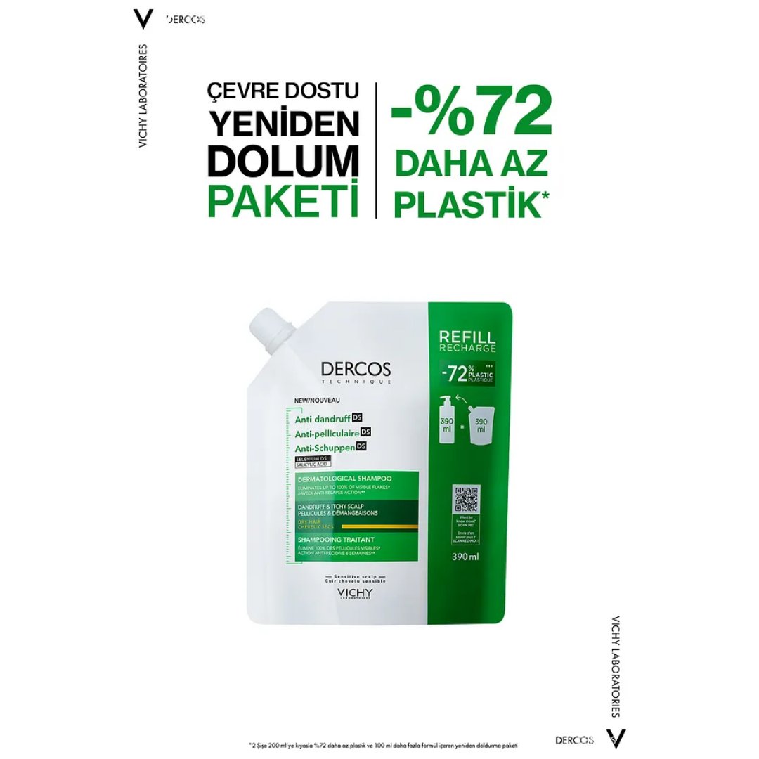  Vichy Dercos Anti Dandruff Kepek Karşıtı Şampuan 390ml - Kuru Saçlar - Refill - Vichy