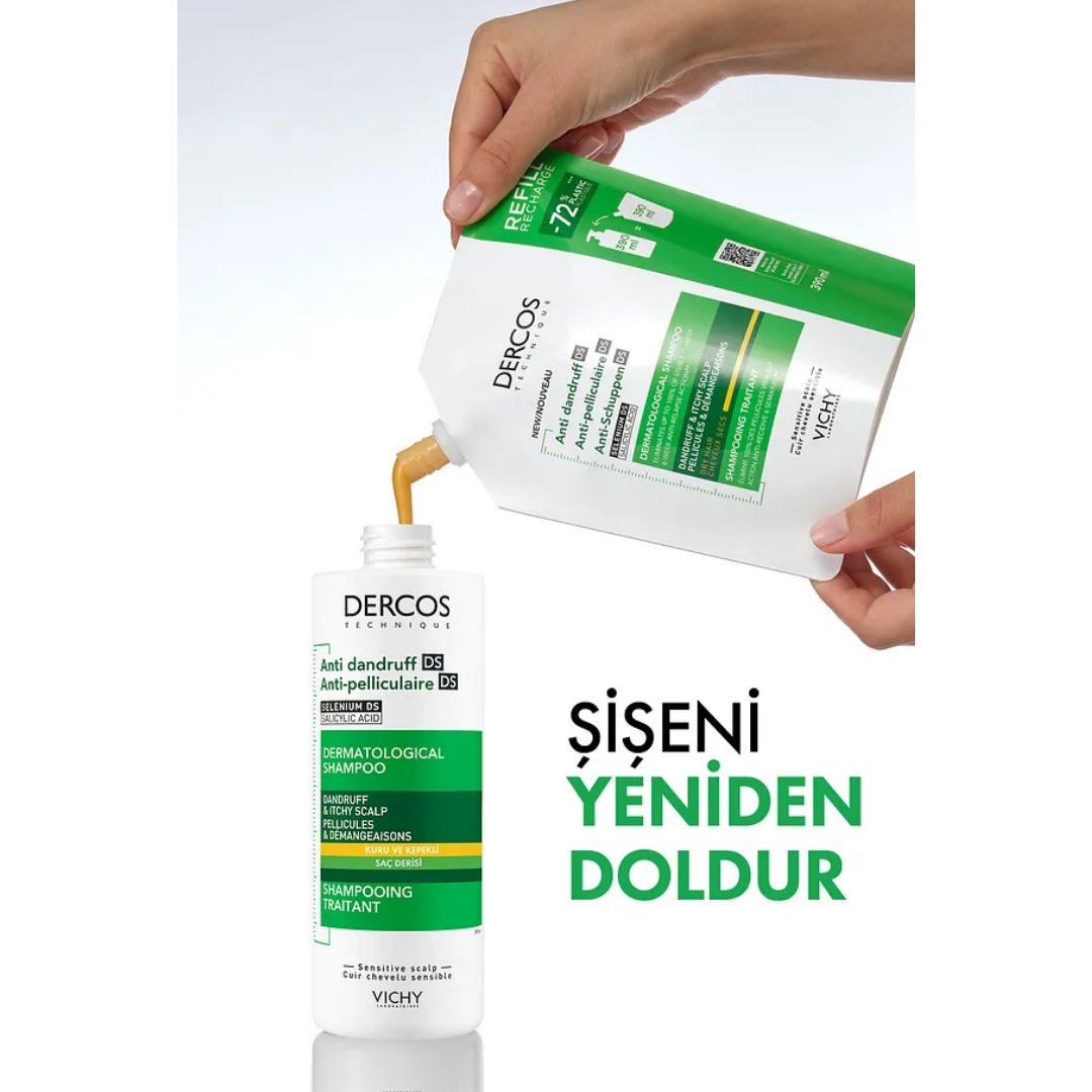  Vichy Dercos Anti Dandruff Kepek Karşıtı Şampuan 390ml - Kuru Saçlar - Refill - Vichy