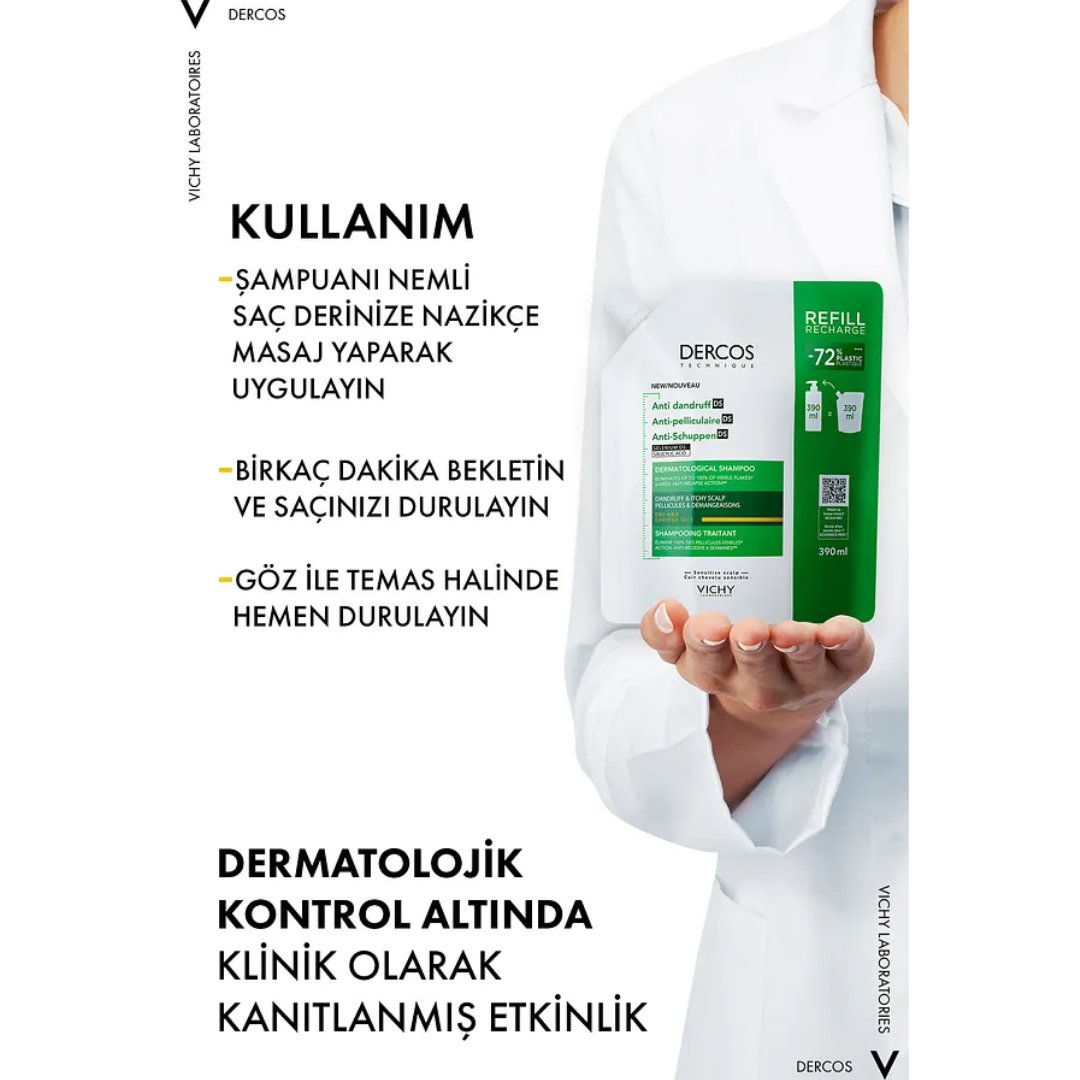  Vichy Dercos Anti Dandruff Kepek Karşıtı Şampuan 390ml - Kuru Saçlar - Refill - Vichy