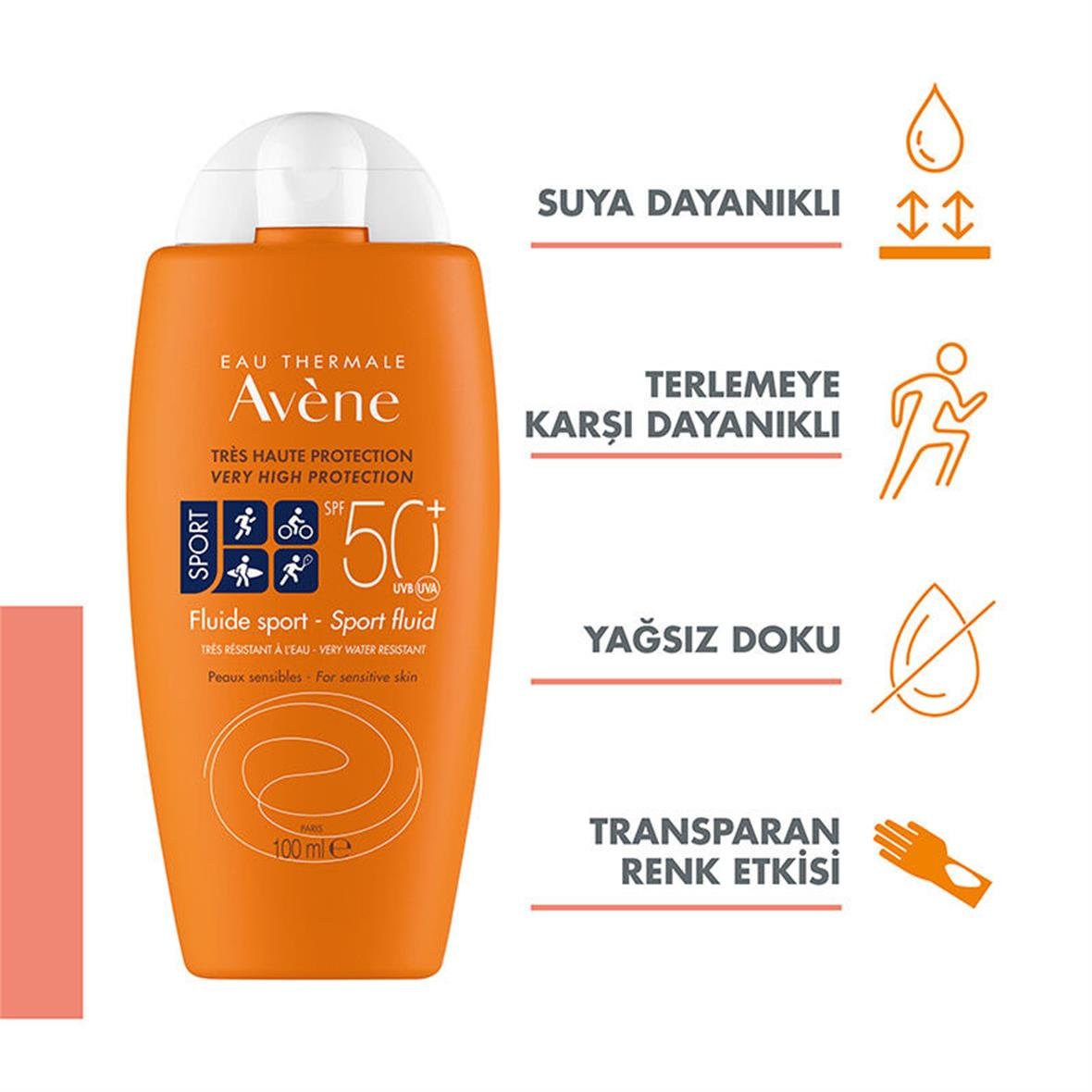Avene Fluid Sport Güneş Koruyucu Krem SPF 50 100 ml - Avene