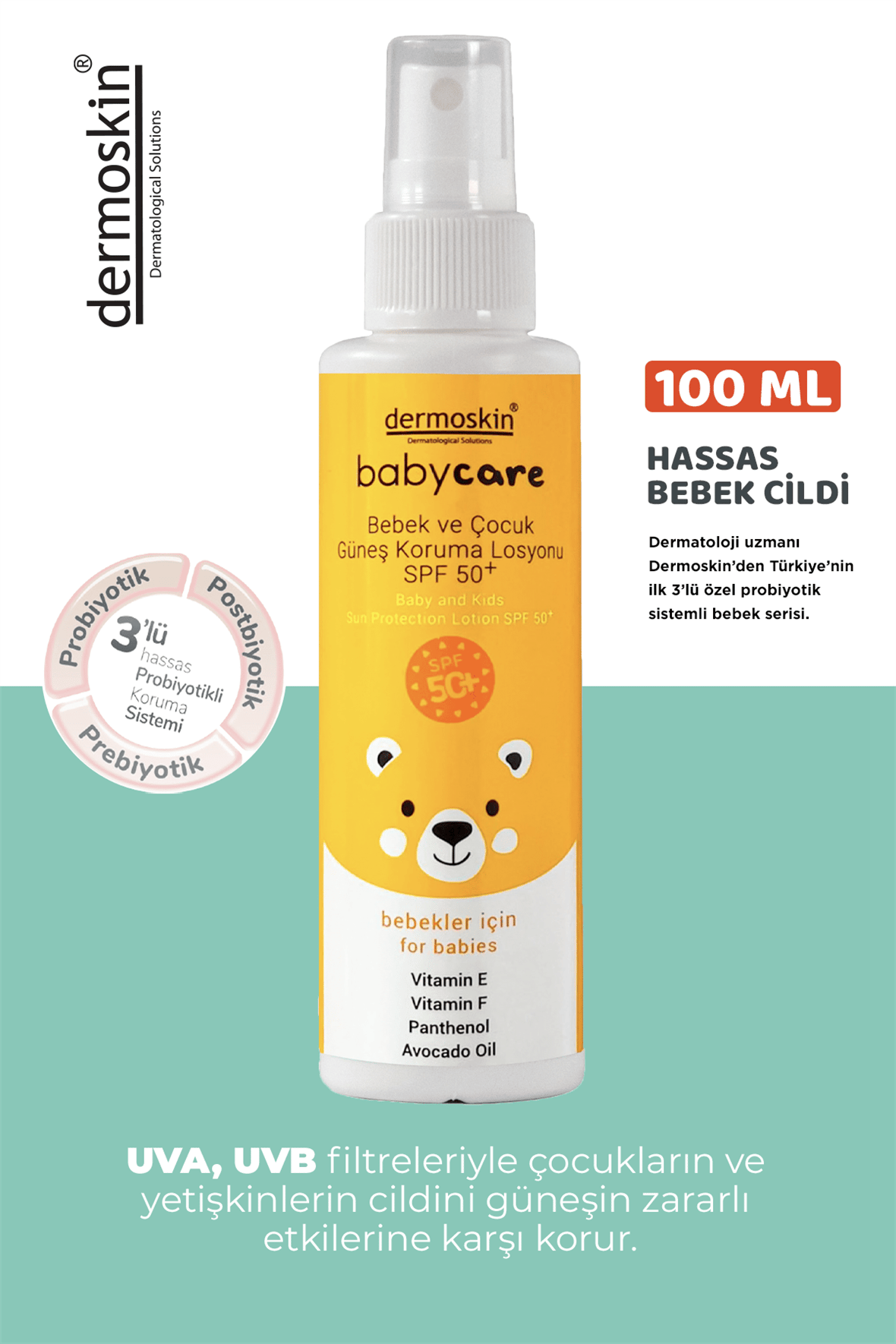 BabyCare Bebek ve Çocuk Güneş Koruma Losyonu Spf50+ 100 ml - Dermoskin