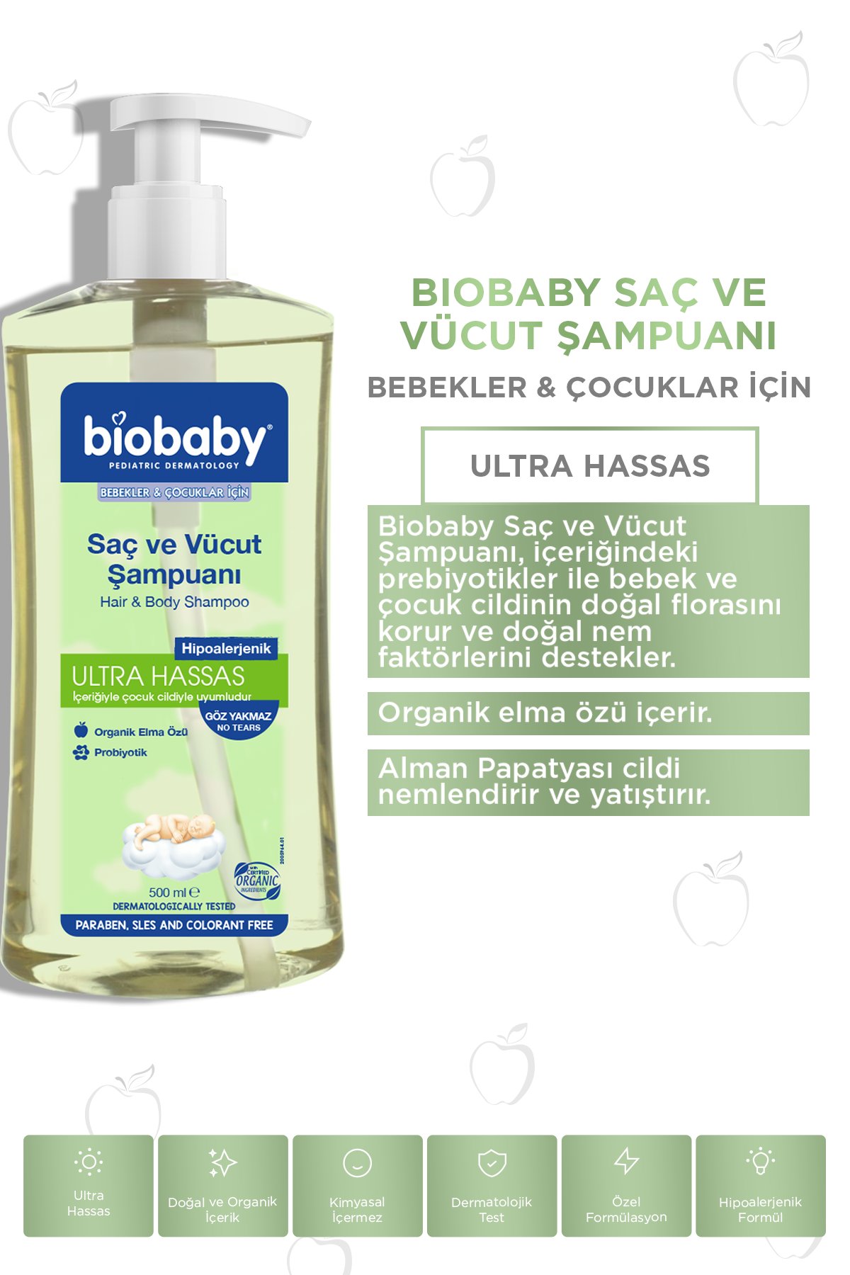 Biobaby Bebek Saç ve Vücut Şampuanı 500 ml - Biobaby