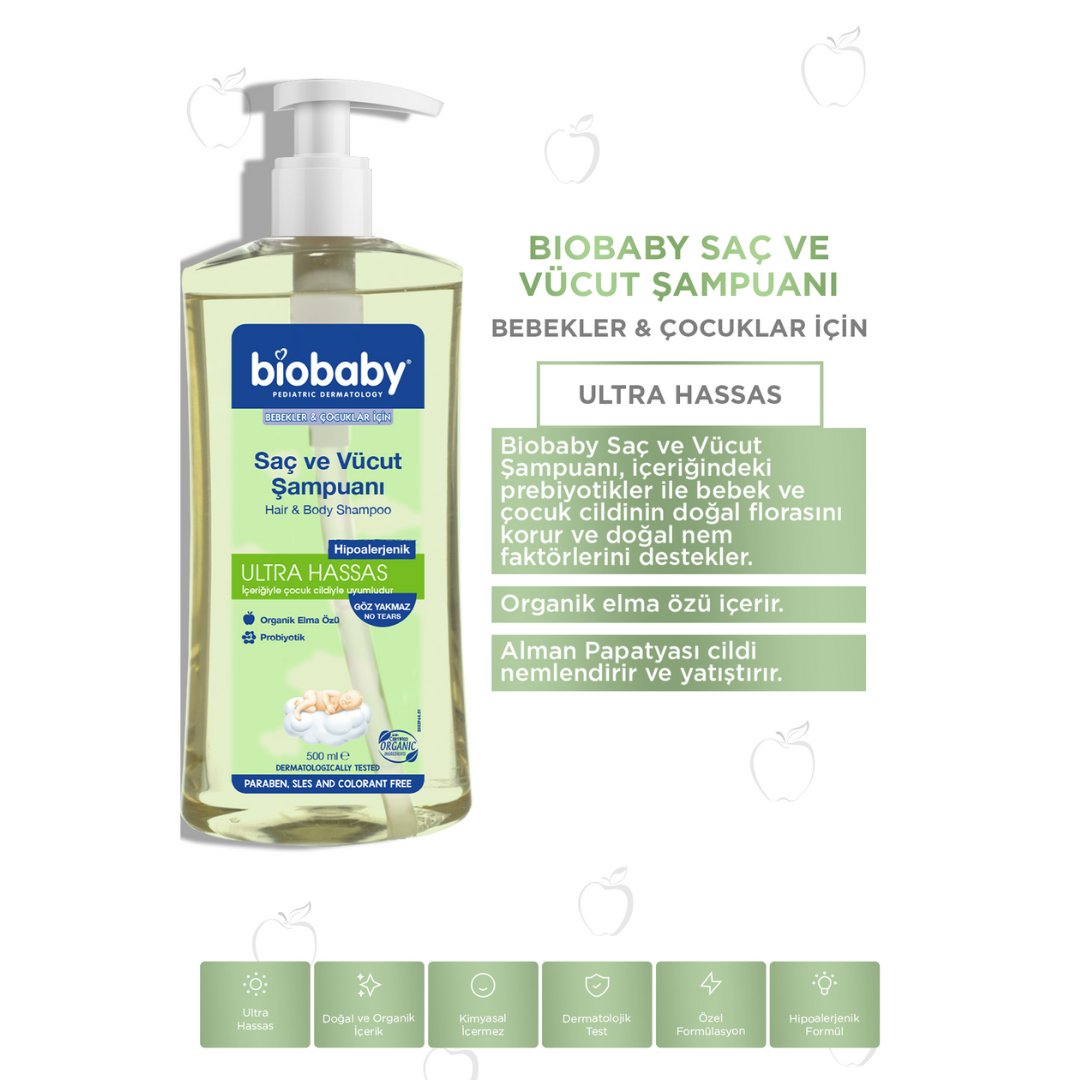 Biobaby Bebek Saç ve Vücut Şampuanı 500 ml 3 Al 2 Öde - Biobaby