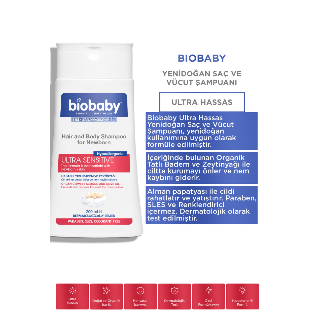 Biobaby Yenidoğan Saç ve Vücut Şampuanı 200 ml - Biobaby