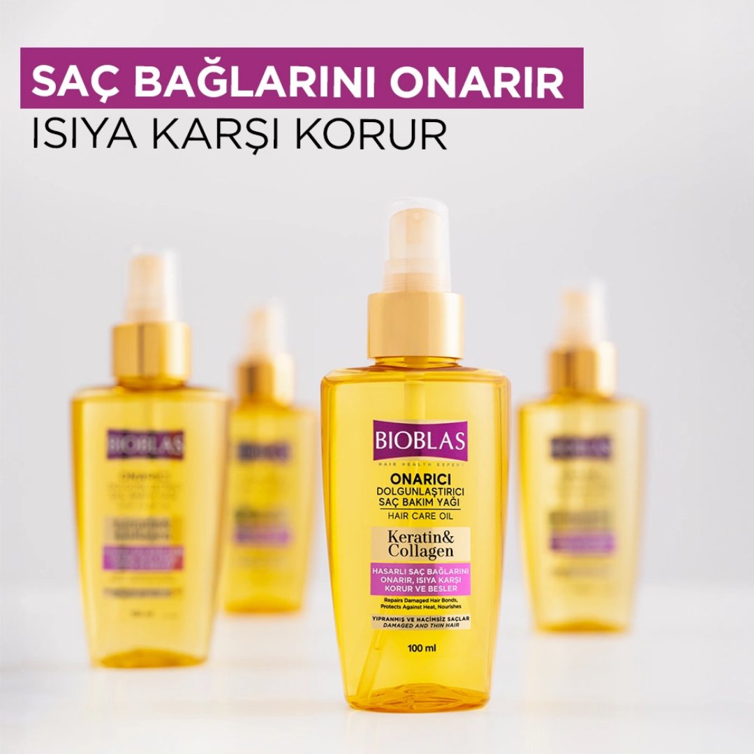 Bioblas Keratin Collagen Dolgunlaştırıcı Saç Bakım Yağı 100 ml - Bioblas