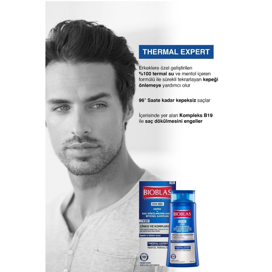 Bioblas Thermal Expert Men Kepek ve Saç Dökülmesine Karşı Şampuan 360 ml - Bioblas