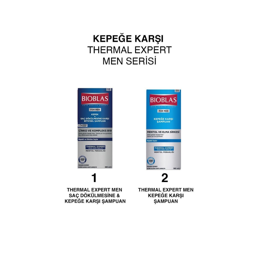 Bioblas Thermal Expert Men Kepek ve Saç Dökülmesine Karşı Şampuan 360 ml - Bioblas