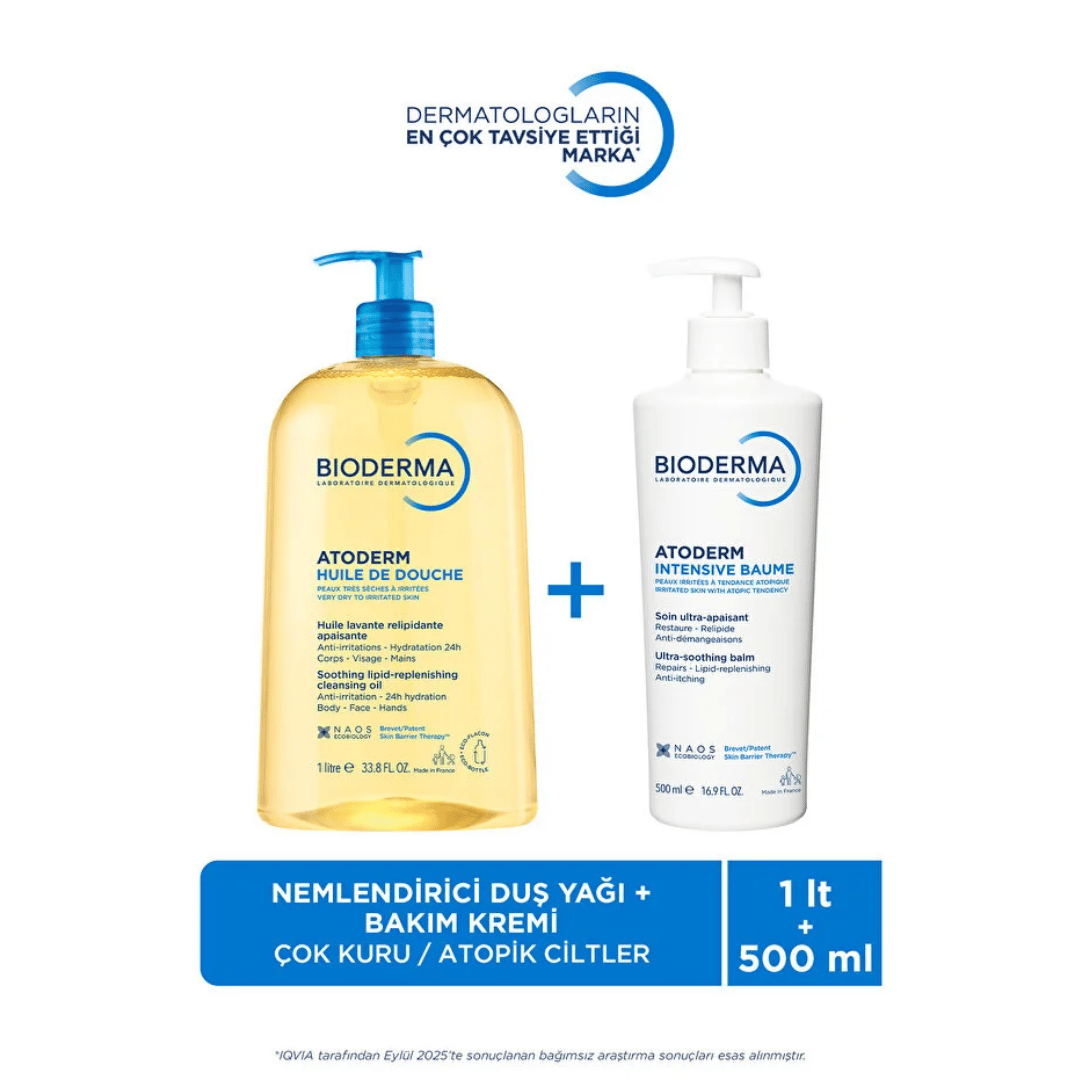 Bioderma Atoderm Duş Yağı ve Nemlendirici Krem Seti Kuru ve Atopik Ciltler İçin - Bioderma