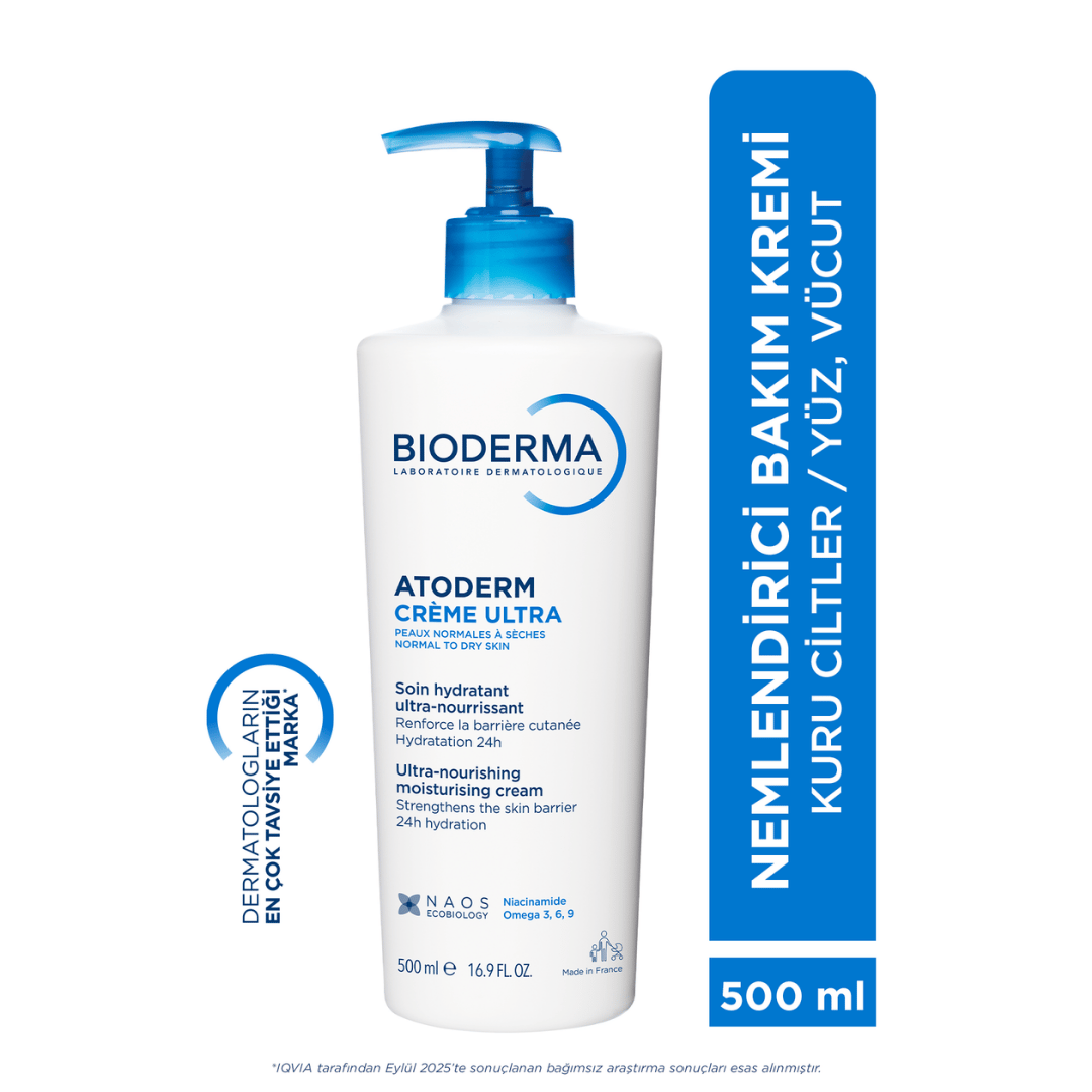 Bioderma Atoderm Normal ve Kuru Ciltler Nemlendirici Yüz Vücut Bakım Kremi 500 ml ve Sensibio Misel Su 500 ml - eczasepeti