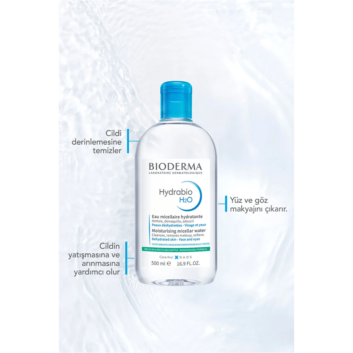 Bioderma Hydrabio H2O Yüz ve Makyaj Temizleme Suyu 500 ml - Bioderma