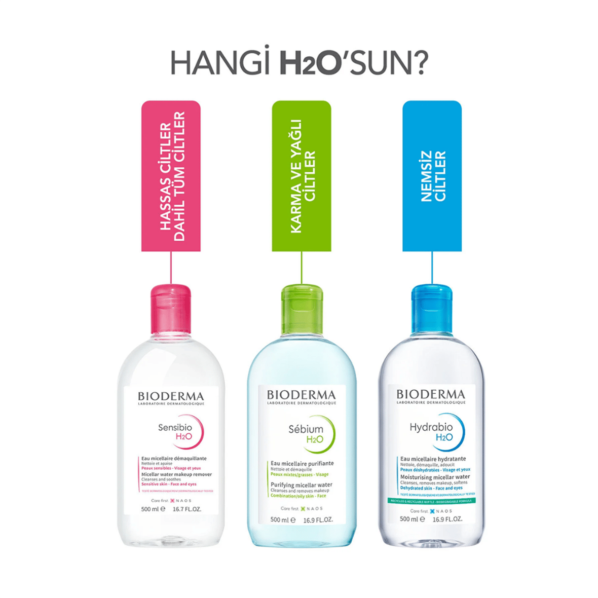 Bioderma Hydrabio H2O Yüz ve Makyaj Temizleme Suyu 500 ml - Bioderma