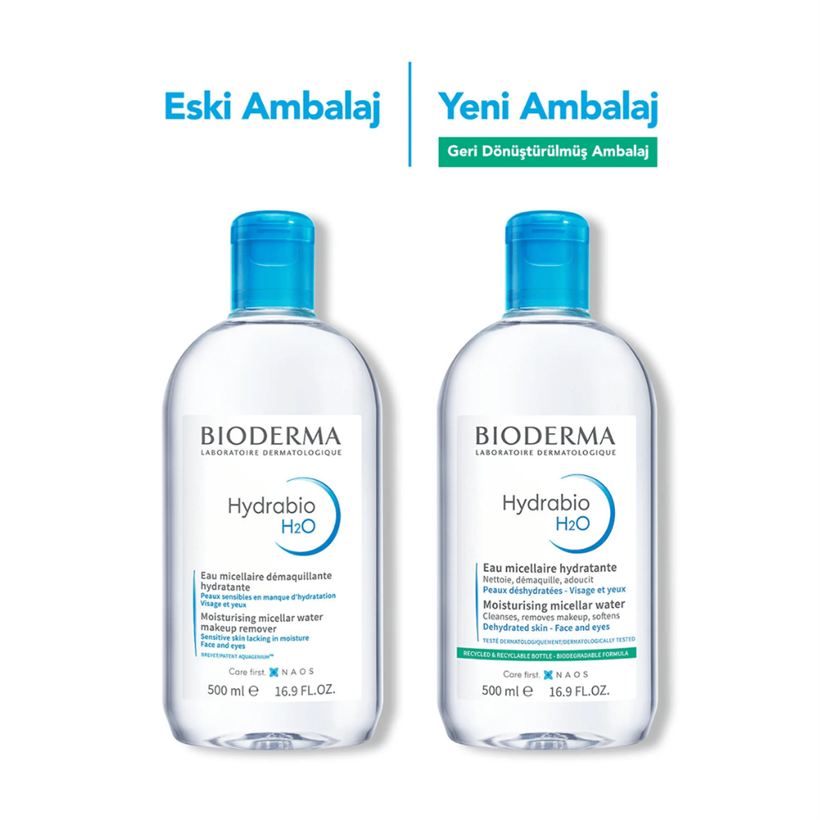 Bioderma Hydrabio H2O Yüz ve Makyaj Temizleme Suyu 500 ml - Bioderma