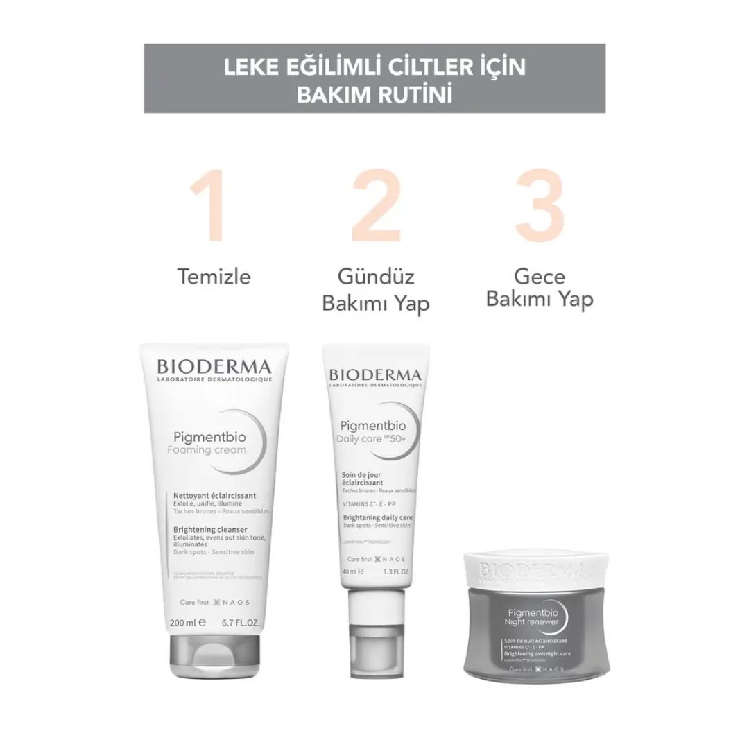 Bioderma Pigmentbio Foaming Cream 500 ml + Pigmentbio Night Renewer 50 ml Leke Karşıtı Temizleme ve Gece Bakım Seti - Bioderma