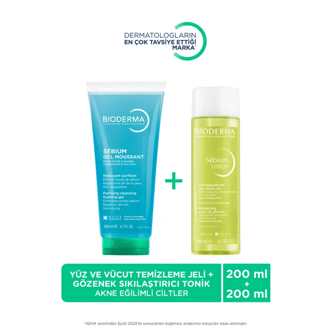 Bioderma Sébium Temizleyici Jel ve Gözenek Sıkılaştırıcı Tonik Seti 200 ml + 200 ml - Bioderma