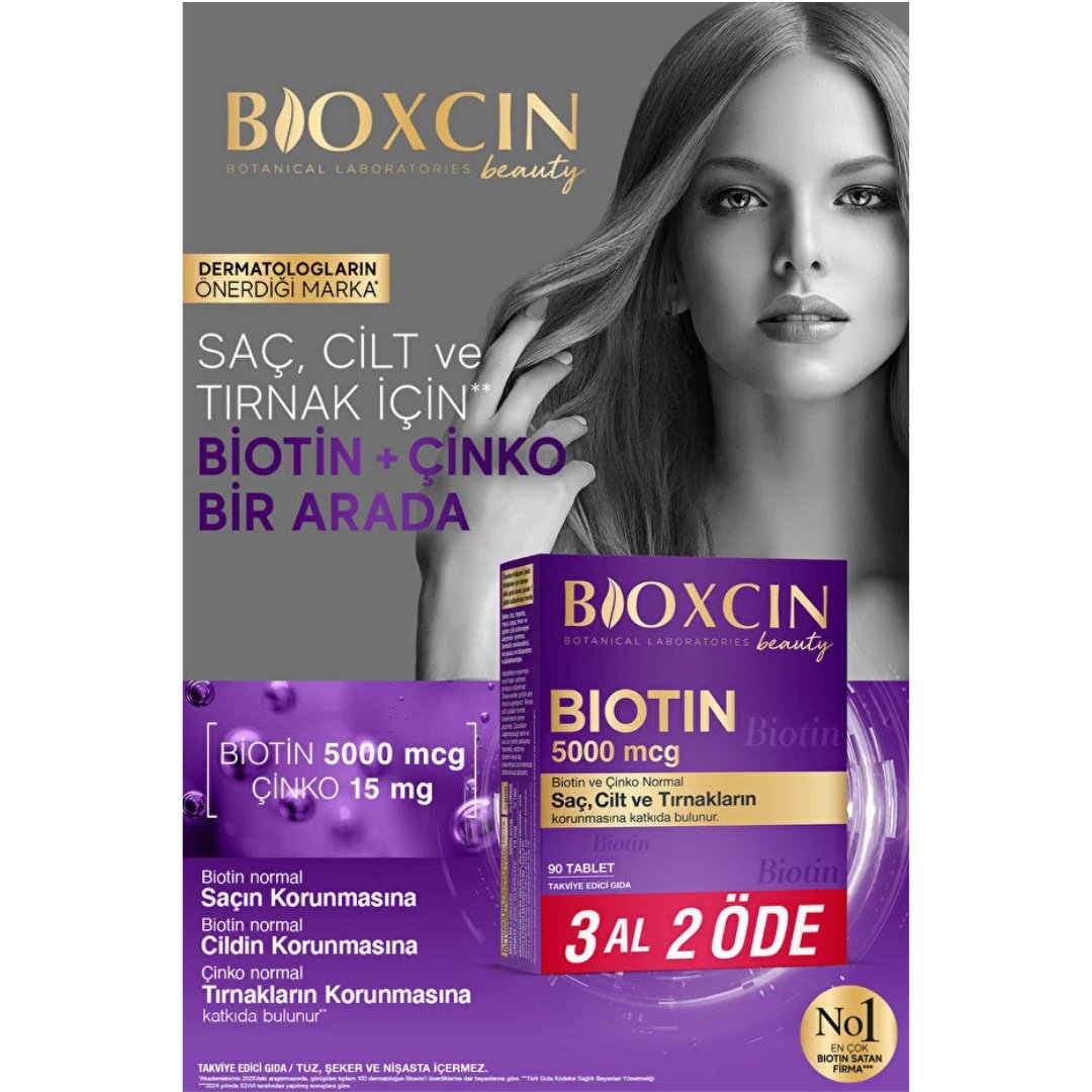 Bioxcin Biotin 5000 mcg 90 Tablet - 3 AL 2 ÖDE - Bioxcin