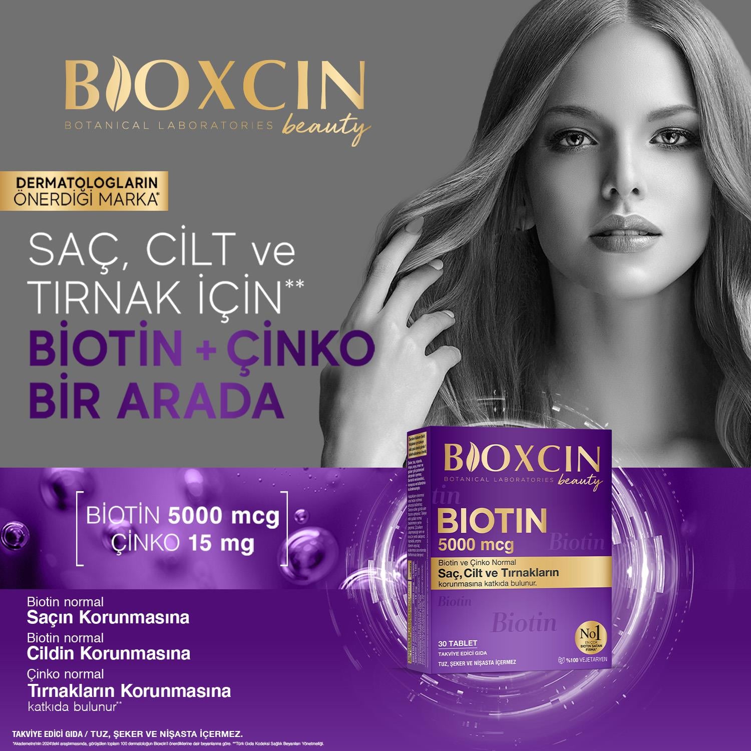 Bioxcin Biotin 5000 mcg Takviye Edici Gıda 30 Tablet - Bioxcin