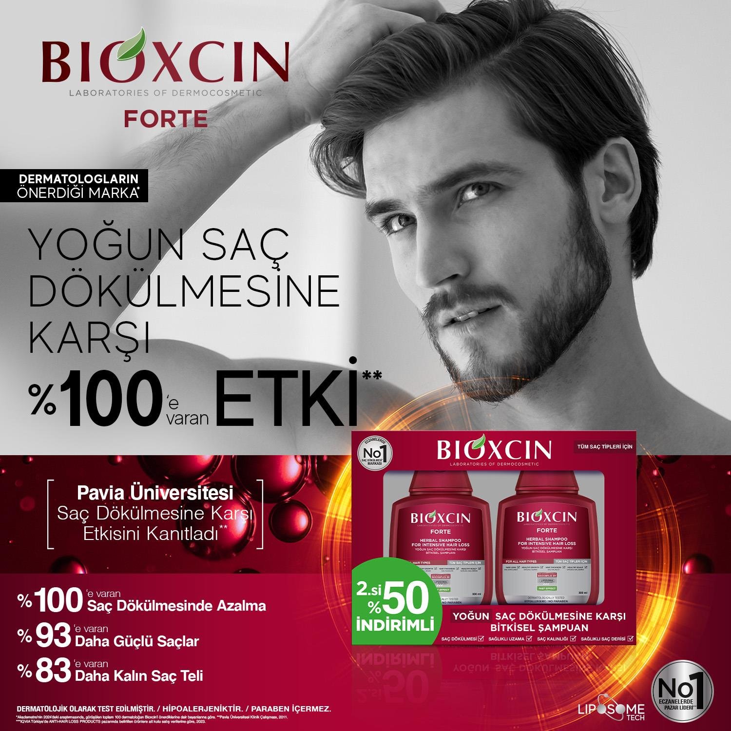 Bioxcin Forte Saç Dökülmesine Karşı Bakım Şampuanı 2x300 ml  - Bioxcin