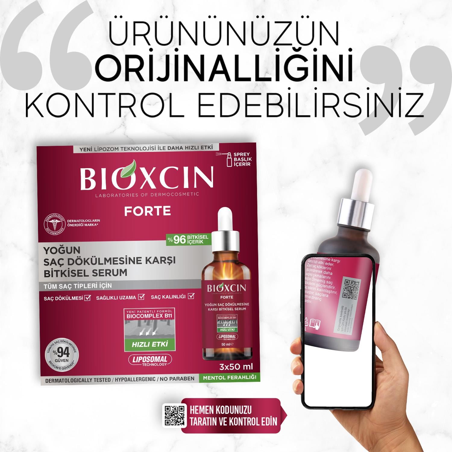 Bioxcin Forte Yoğun Saç Dökülmesine Karşı Bitkisel Serum 3x50ml - Bioxcin