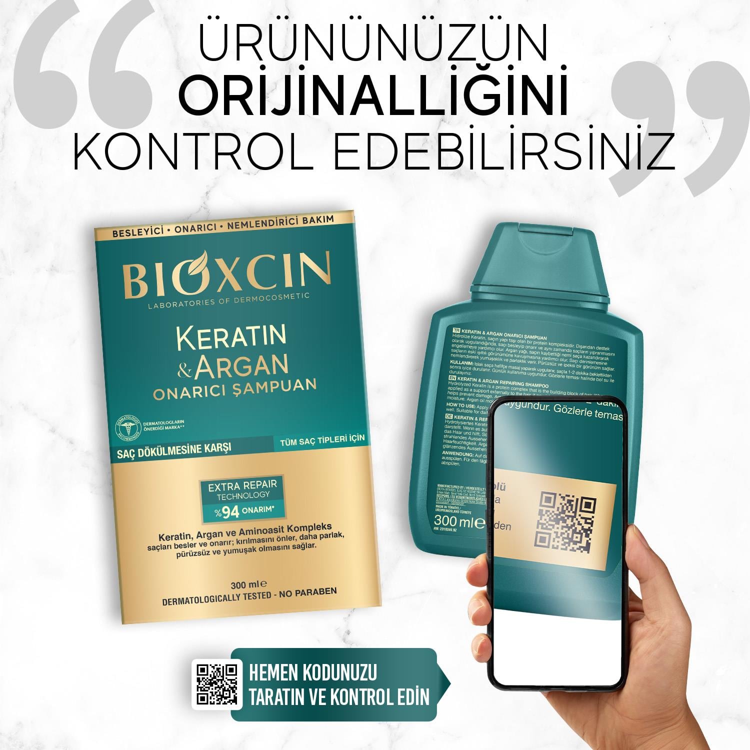 Bioxcin Keratin ve Argan Onarıcı Şampuan 300 ml - Bioxcin