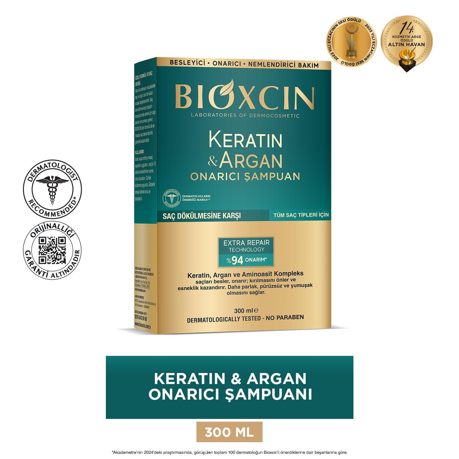 Bioxcin Keratin ve Argan Onarıcı Şampuan 300 ml - Bioxcin