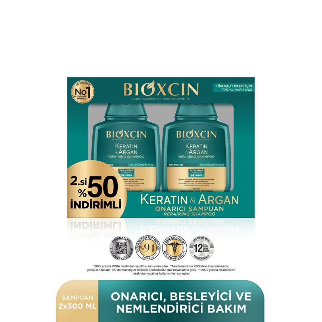 Bioxcin Keratin ve Argan Onarıcı Şampuan 2x300 ml - Bioxcin