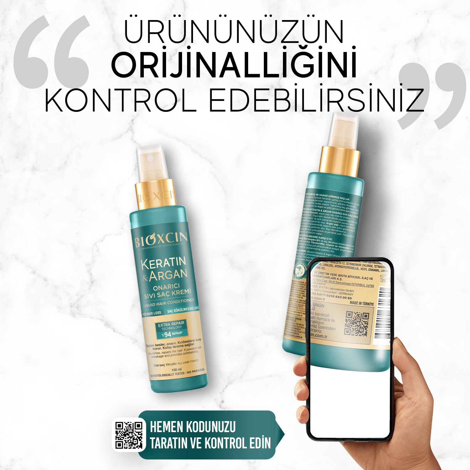 Bioxcin Keratin ve Argan Onarıcı Sıvı Saç Kremi 150 ml - Bioxcin