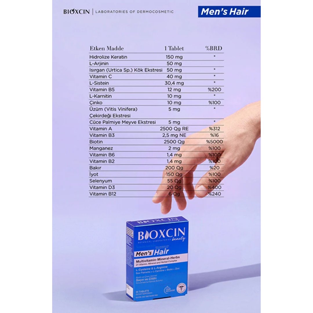 Bioxcin Men Hair Set - 30 Tablet + Şampuan 100 ml Hediyeli - Bioxcin