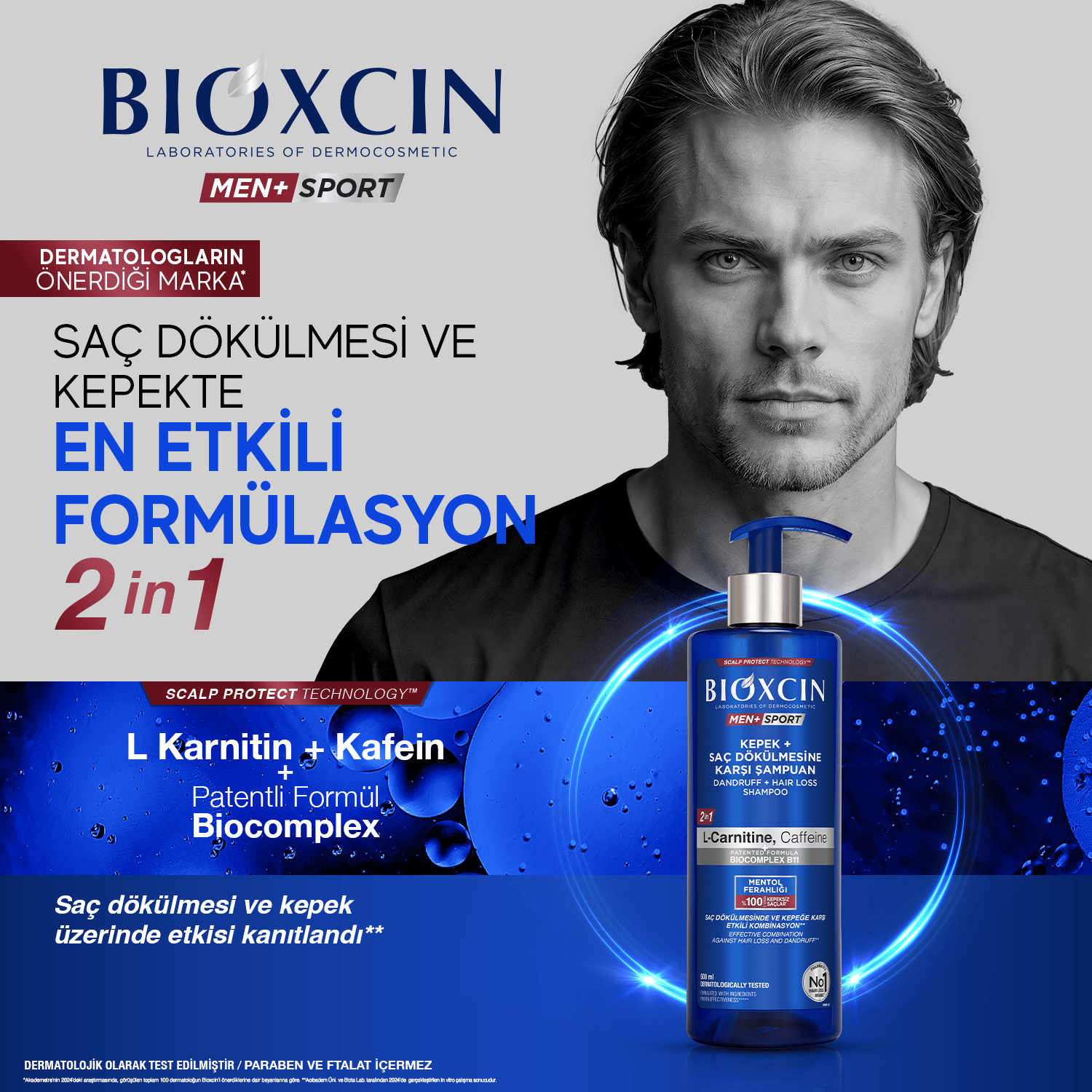 Bioxcin Men Sport Kepe ve Saç Dökülmesine Karşı Şampuan 500 ml - Bioxcin