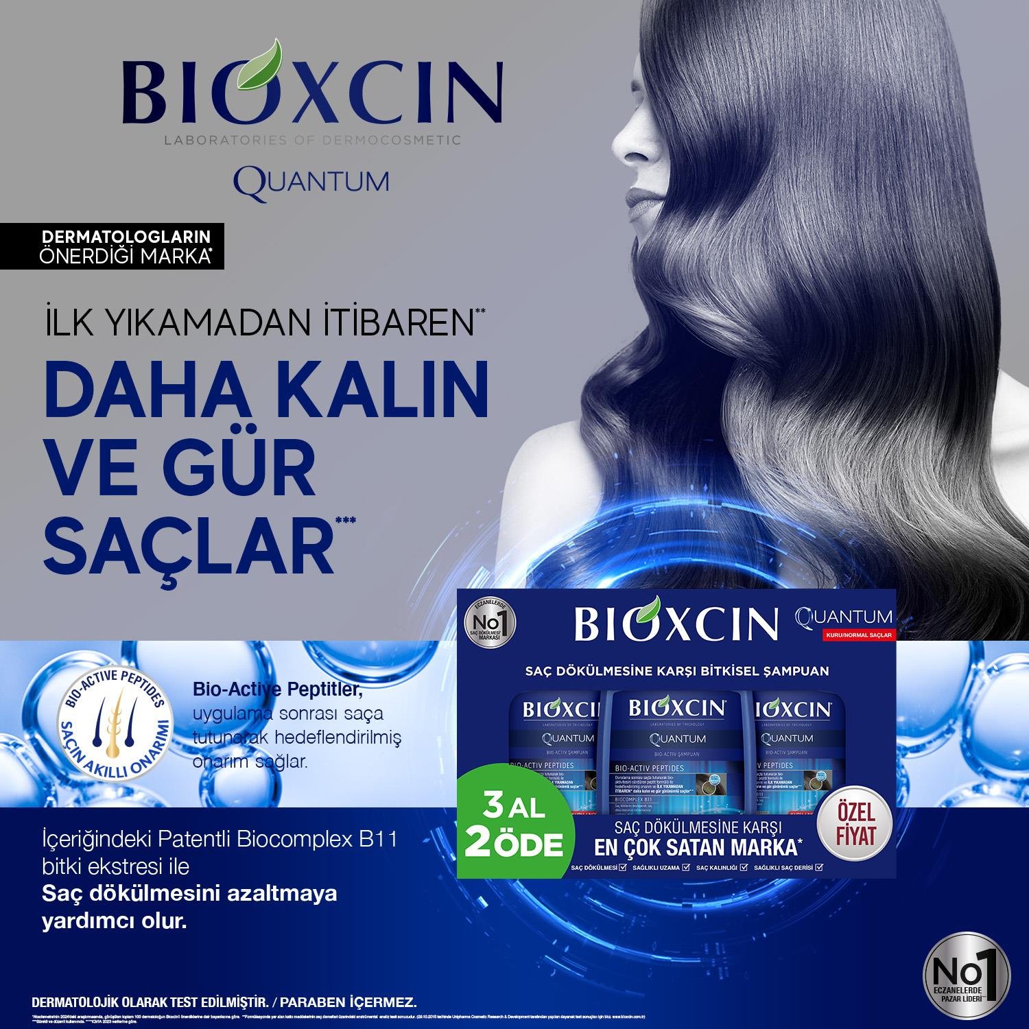 Bioxcin Quantum Kuru-Normal Saçlar İçin Şampuan 3 Al 2 Öde  - Bioxcin