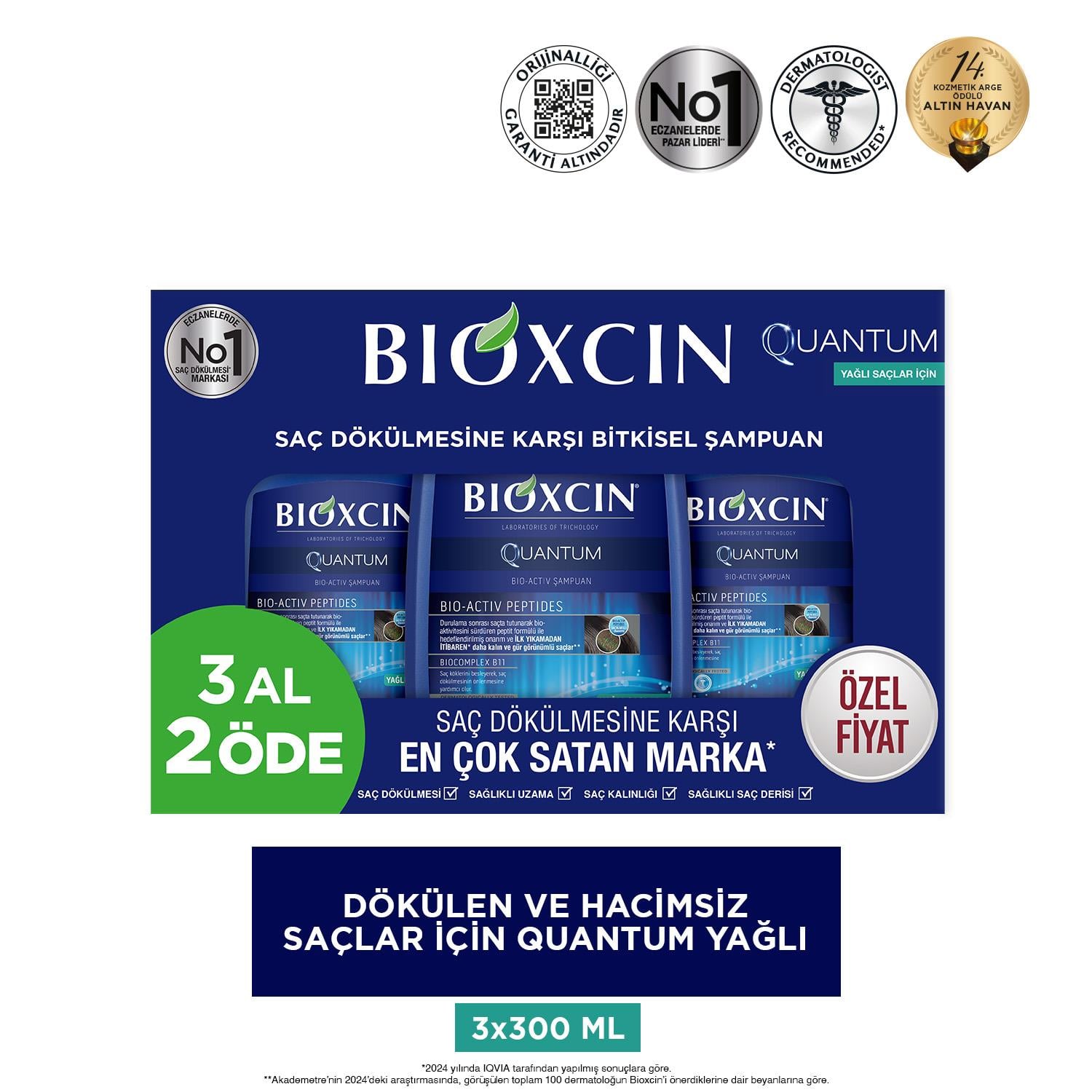 Bioxcin Quantum Şampuan 3al 2öde (Yağlı Saçlar) - Bioxcin