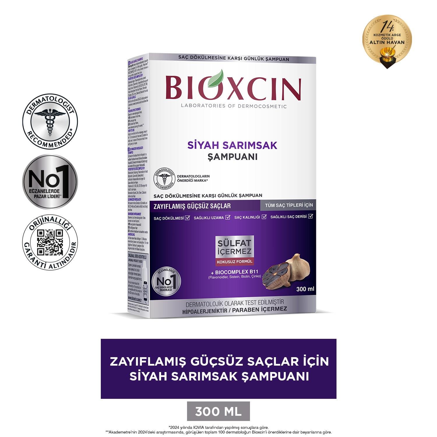 Bioxcin Saç Dökülmesine Karşı Siyah Sarımsak Şampuanı 300 ml - Bioxcin