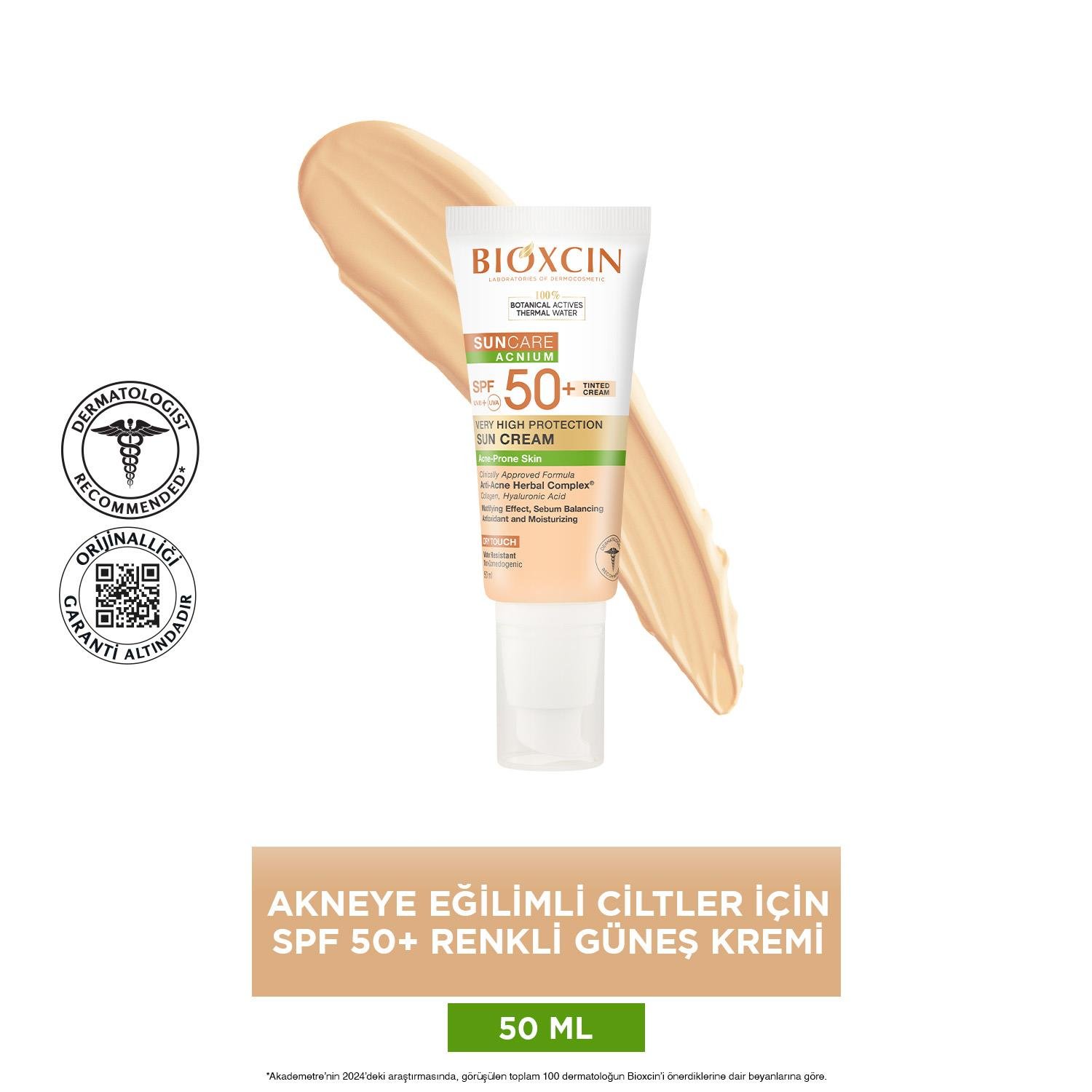 Bioxcin Suncare Acnium Tinted Spf50+ Güneş Kremi 50 ml - Bioxcin