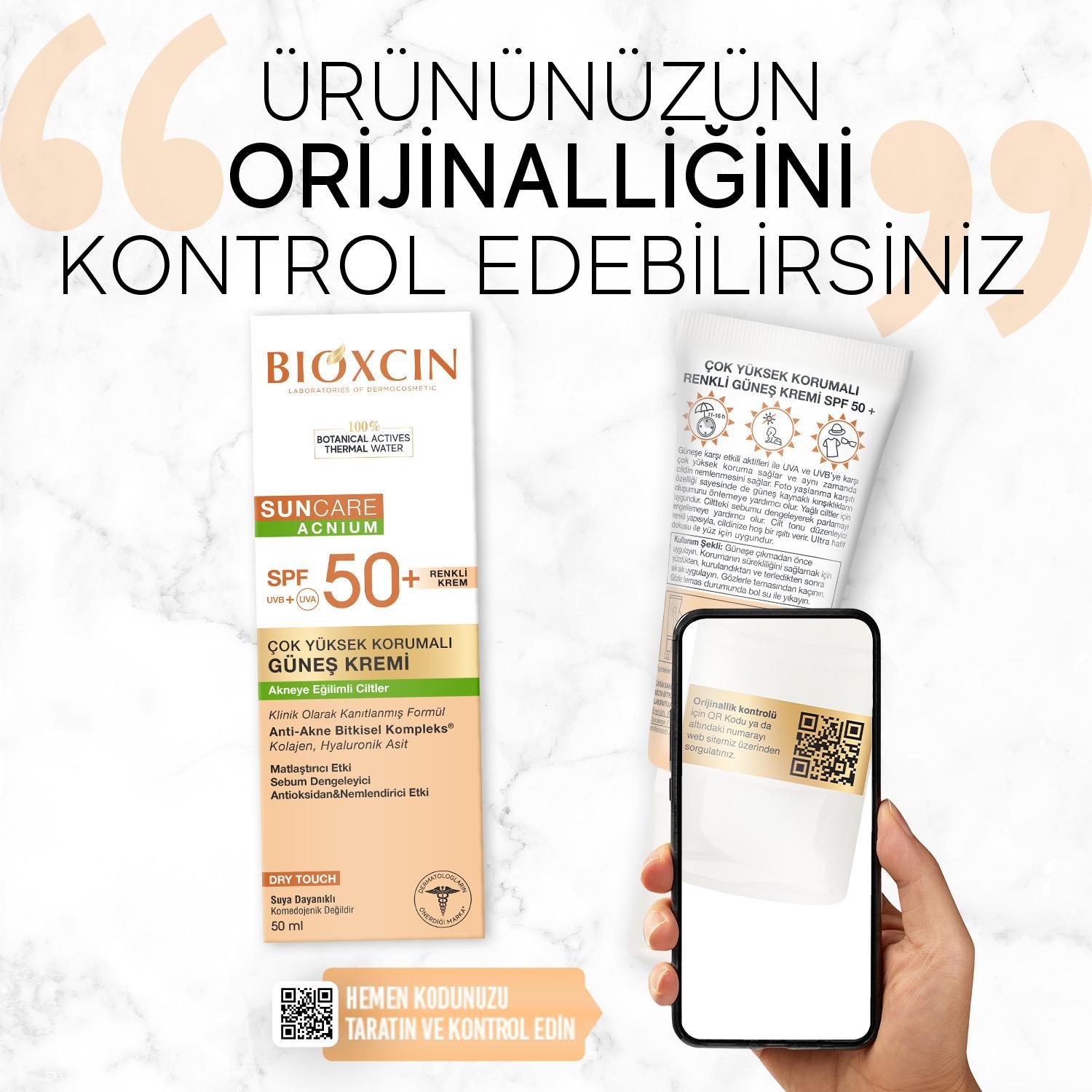 Bioxcin Suncare Acnium Tinted Spf50+ Güneş Kremi 50 ml - Bioxcin