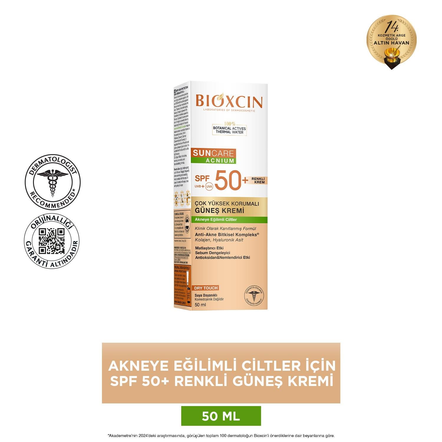Bioxcin Suncare Acnium Tinted Spf50+ Güneş Kremi 50 ml - Bioxcin