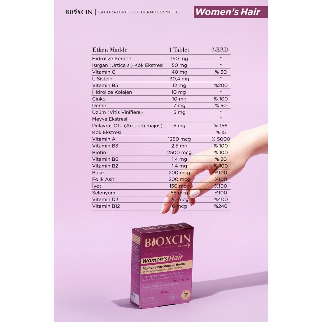 Bioxcin Women Hair Set - 30 Tablet + Şampuan 100 ml Hediyeli - Bioxcin