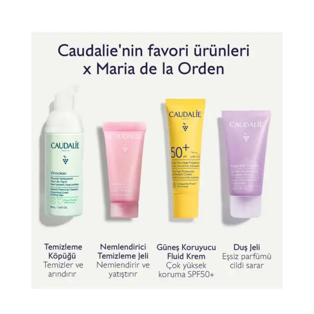 Caudalie Summer Pouch - Instant Foaming Cleanser 50 ml + Gel Douche 30 ml + Gel Moisturizer 15 ml + Cream SPF50+ 20 ml - Caudalie 