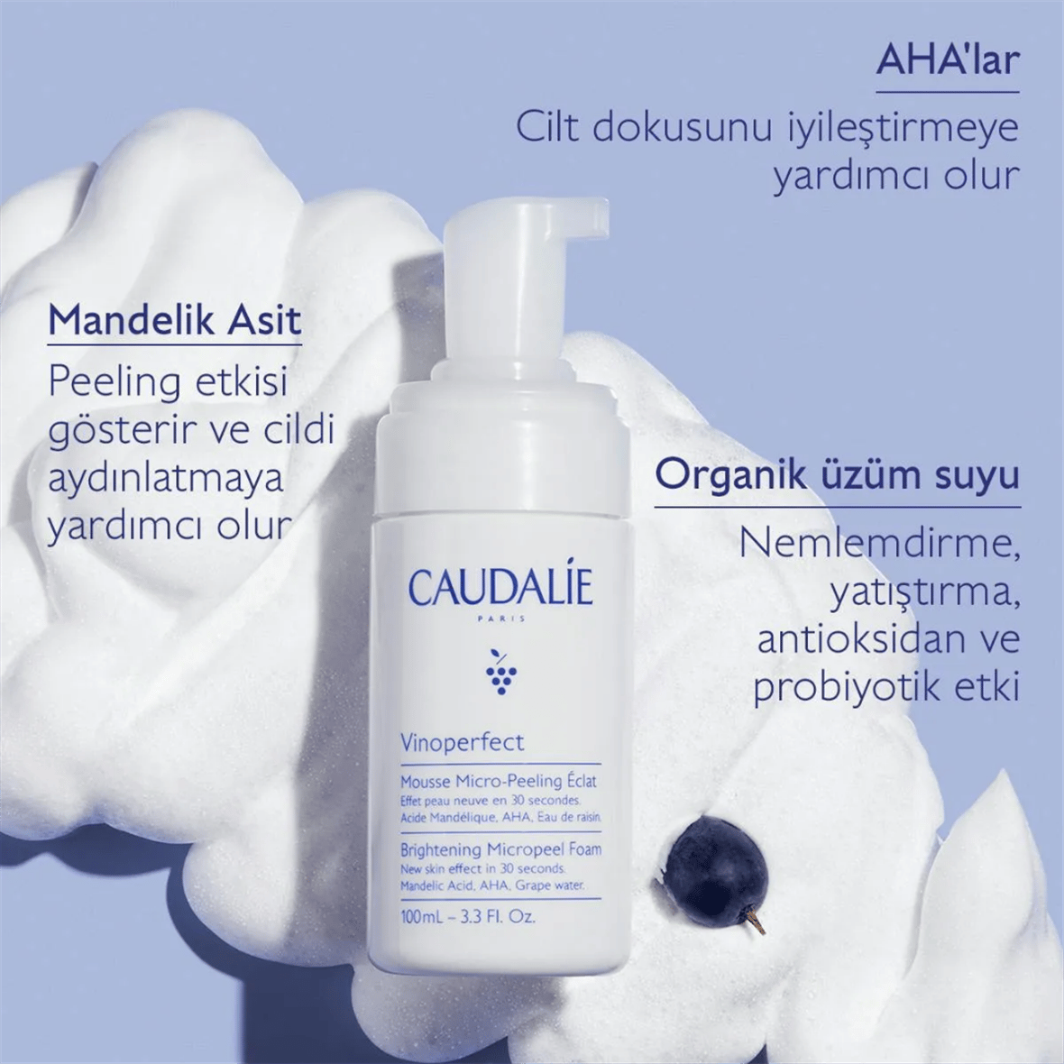 Caudalie Vinoperfect Işıltı Verici Mikro Peeling Temizleme Köpüğü - Caudalie
