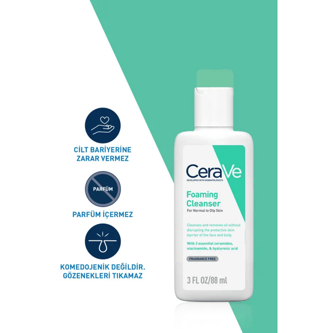 Cerave Normal ve Yağlı Ciltler İçin Köpüren Temizleyici 88 ml - Cerave