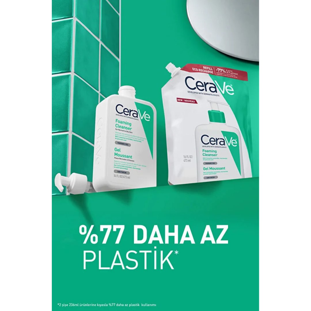 CeraVe Normal Ve Yağlı Ciltler İçin Köpüren Temizleyici 473 ml - Refill - Cerave