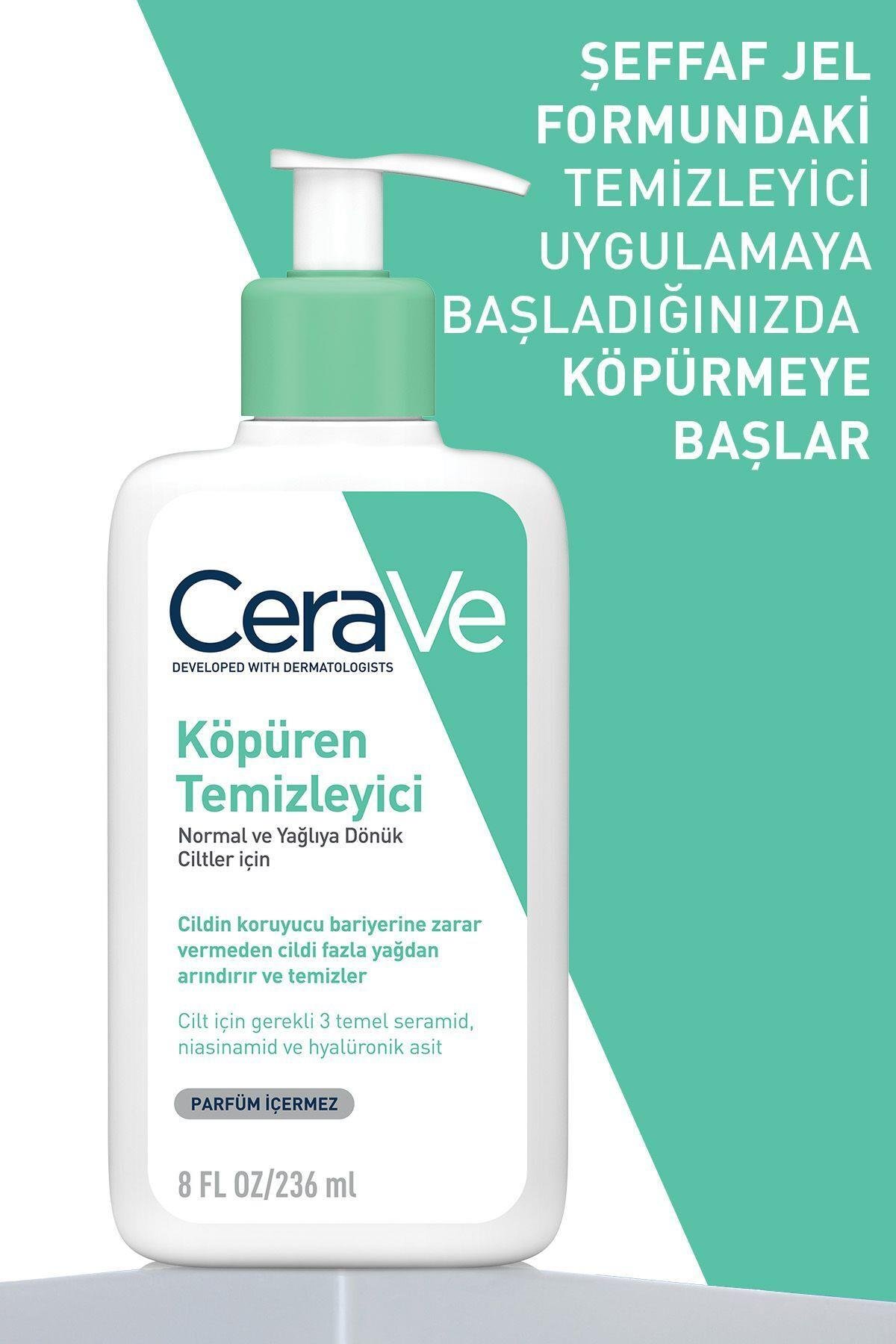 CeraVe Normal/Yağlı Ciltler İçin Cilt Bakım Seti: Niasinmaid & Hyalüronik Asitli Köpüren Temizleyici 236ml x2 - CeraVe