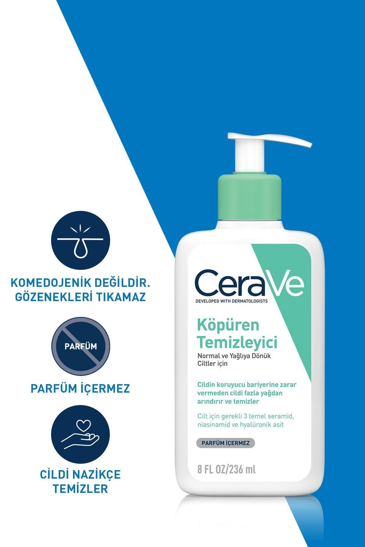 CeraVe Normal/Yağlı Ciltler İçin Cilt Bakım Seti: Niasinmaid & Hyalüronik Asitli Köpüren Temizleyici 236ml x2 - CeraVe