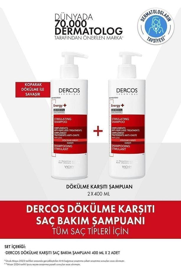 Dercos Energisant Saç Dökülmesi Karşıtı Şampuan 400 ml 2'Li - Vichy