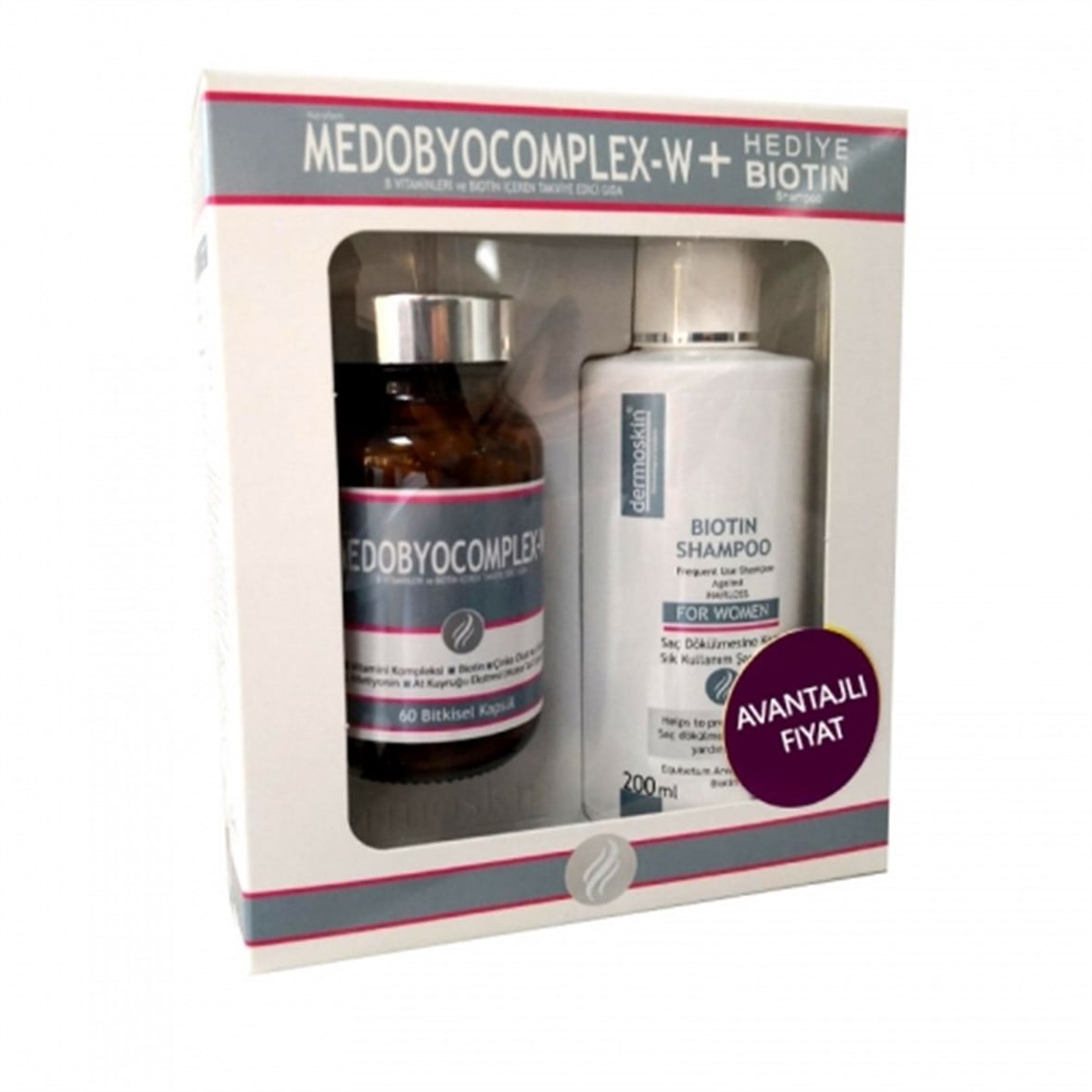 Dermoskin Medobiocomplex-W +Biotin Şampuan Hediyeli Paket - Dermoskin
