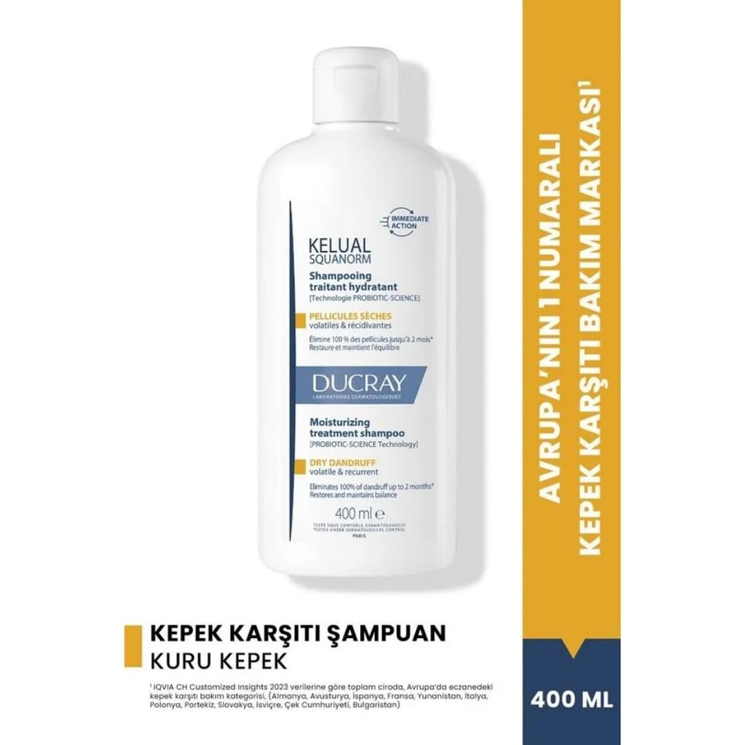 Ducray Kelual Squanorm Kuru Saçlar Için Nemlendirici Etkili Kepek Şampuanı 400 ml - Avene - Ducray