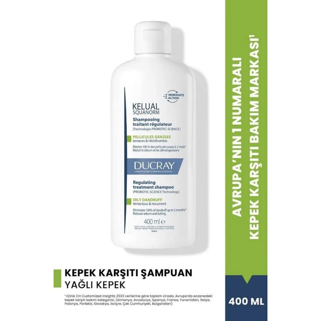 Ducray Kelual Squanorm Yağlı Saçlar Için Etkili Kepek Şampuanı 400 ml - Avene - Ducray