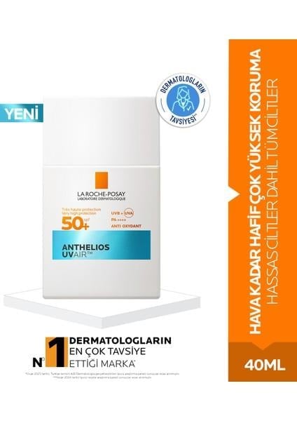 La Roche Posay Anthelios Uvair Spf50+ Tüm Ciltler İçin Yüz Güneş Kremi 40ml - La Roche Posay