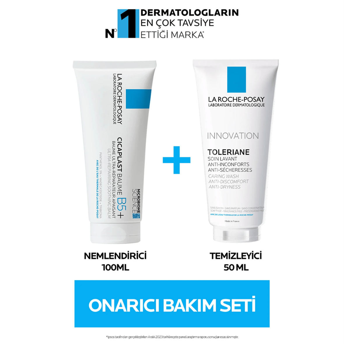 La Roche Posay Cicaplast Baume B5 Onarıcı ve Yatıştırıcı Bakım Kremi 100ml & Toleriane Caring Wash Temizleyici 50ml - La Roche Posay