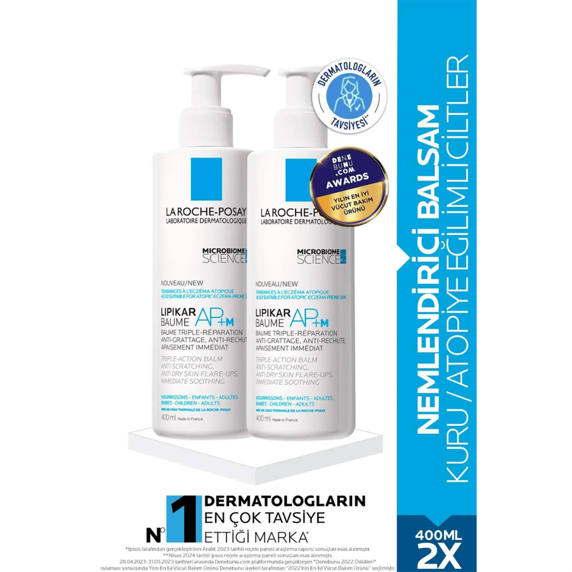 La Roche Posay Lipikar Baume Balsam Losyon Ap+m Atopiye Eğilim Gösterebilen Ciltler 400 Mlx2 - La Roche Posay