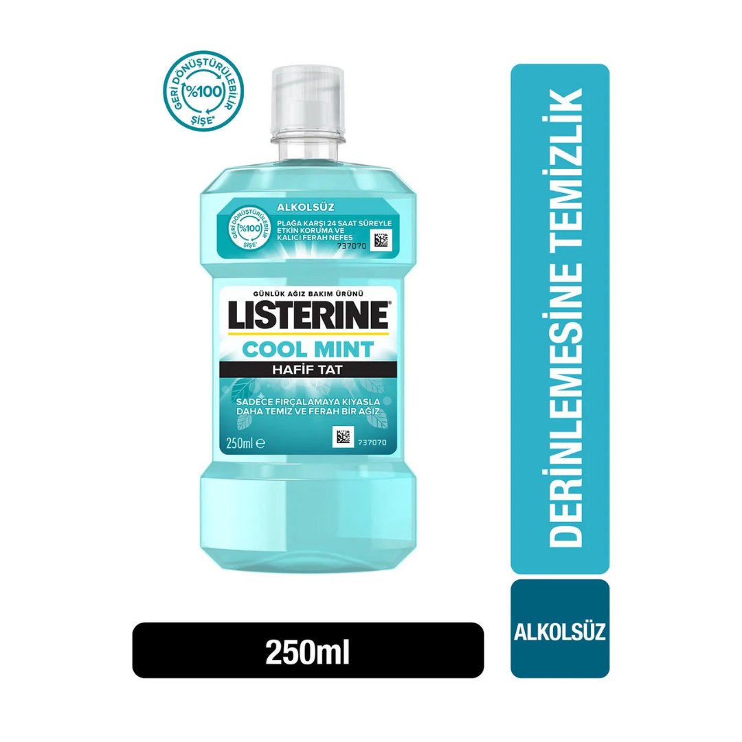 Listerine Cool Mint Hafif Tat Alkolsüz ağiz Bakim Suyu 250 ml - Listerine