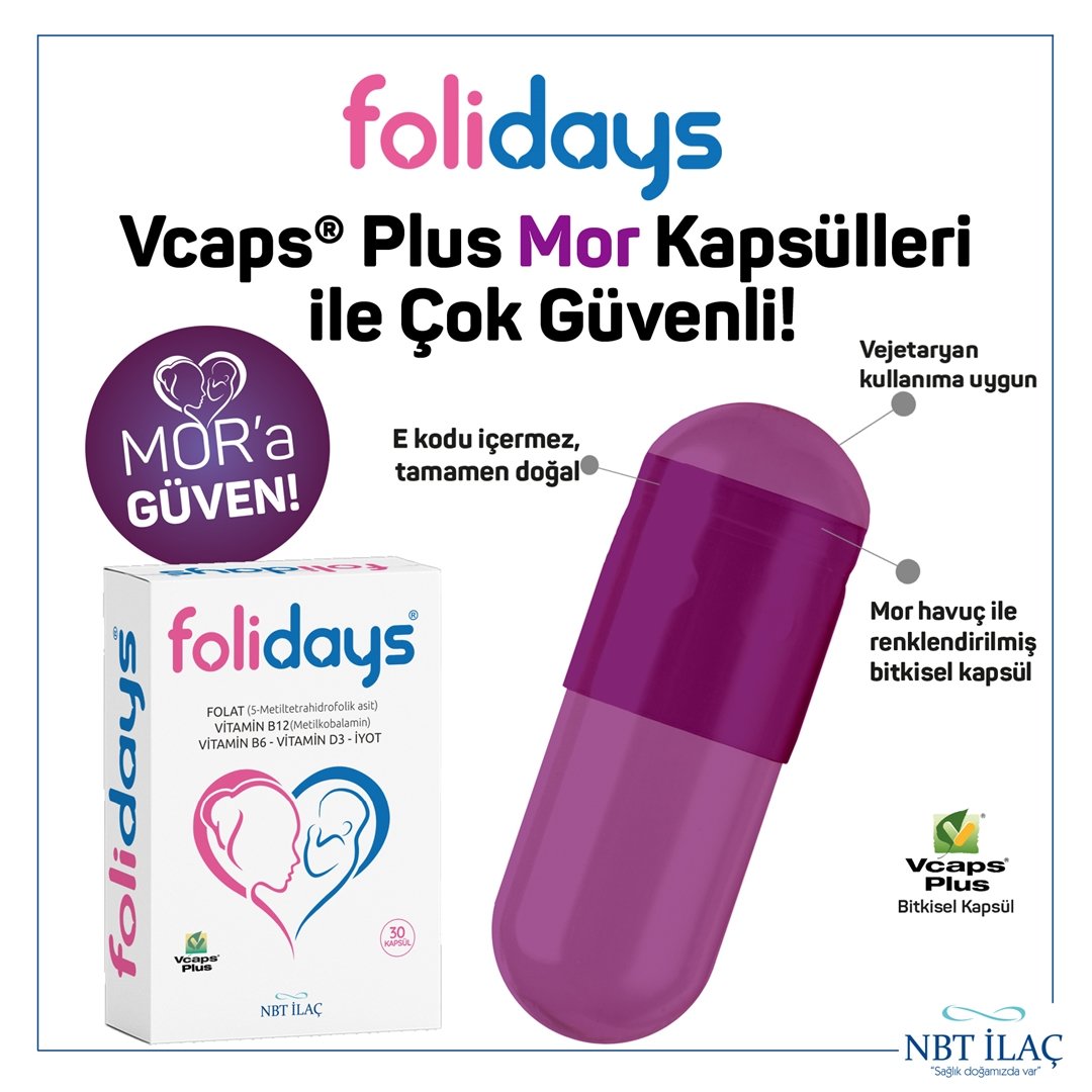 NBT İlaç Folidays Takviye Edici Gıda 90 Kapsül - NBT Life